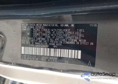 2007 Toyota Sequoia Limited V8 from USA, damaged, VIN 5TDBT48A37S282047